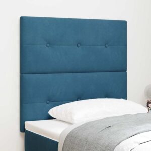 vidaXL LED sengegavl med LED-lysstrimler Blå 90 cm Fløjl