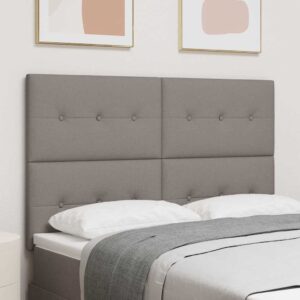 vidaXL LED sengegavl med LED-lysstrimler Gråbrun 160 cm Stof