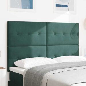 vidaXL LED sengegavl med LED-lysstrimler Grøn 160 cm Fløjl