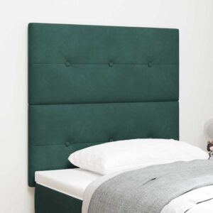 vidaXL LED sengegavl med LED-lysstrimler Grøn 90 cm Fløjl