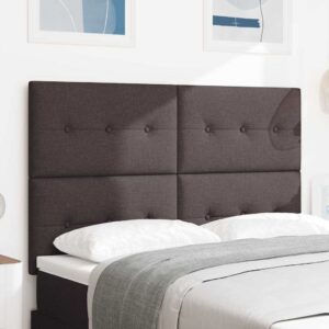 vidaXL LED sengegavl med LED-lysstrimler Mørk Brun 160 cm Stof