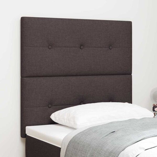 vidaXL LED sengegavl med LED-lysstrimler Mørk Brun 90 cm Stof