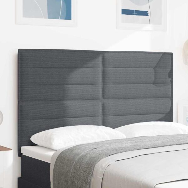vidaXL LED sengegavl med LED-lysstrimler Mørkegrå 160 cm Velourstof