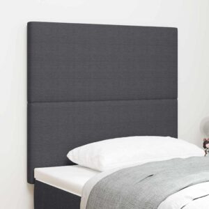 vidaXL LED sengegavl med LED-lysstrimler Mørkegrå 90 cm Velourstof