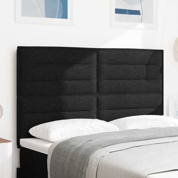 vidaXL LED sengegavl med LED-lysstrimler Sort 160 cm Stof
