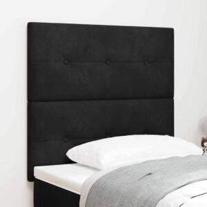 vidaXL LED sengegavl med LED-lysstrimler Sort 90 cm Fløjl