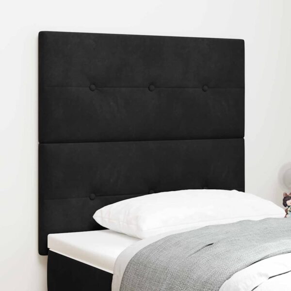 vidaXL LED sengegavl med LED-lysstrimler Sort 90 cm Fløjl