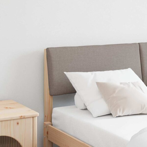 vidaXL Polstret sengegavl Gråbrun 140 cm Massiv fyrretræ