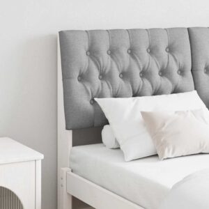 vidaXL Polstret sengegavl Lysegrå 160 cm Massiv fyrretræ