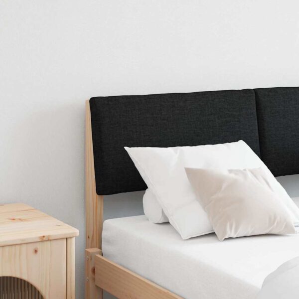 vidaXL Polstret sengegavl Sort 120 cm Massiv fyrretræ