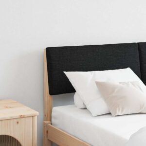 vidaXL Polstret sengegavl Sort 140 cm Massiv fyrretræ