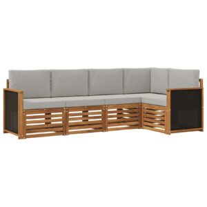 vidaXL Sektionalsofa sæt med pude 4 pcs Naturfarvet og lysegrå