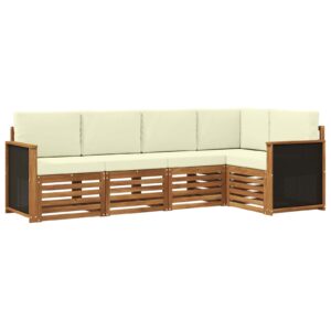 vidaXL Sektionalsofa sæt med pude 4 pcs Naturlig og Fløde