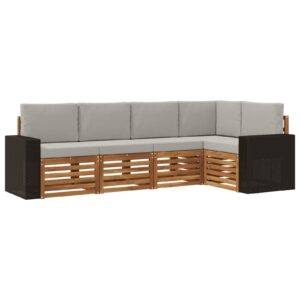 vidaXL Sektionalsofa sæt med pude 5 pcs Naturfarvet og lysegrå