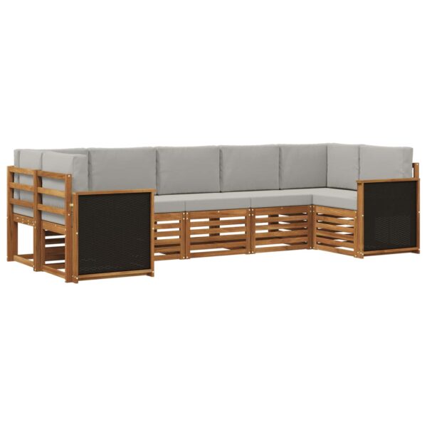 vidaXL Sektionalsofa sæt med pude 6 pcs Naturfarvet og lysegrå