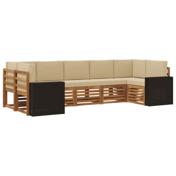 vidaXL Sektionalsofa sæt med pude 7 pcs Naturlig og Beige Polyester