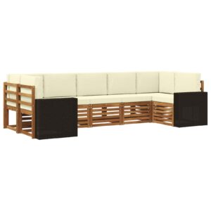 vidaXL Sektionalsofa sæt med pude 7 pcs Naturlig og Fløde Polyester