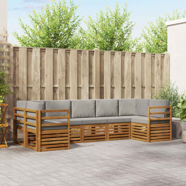 vidaXL Sektionalsofa sæt med pude 7 pcs Naturlig og Lys Grå