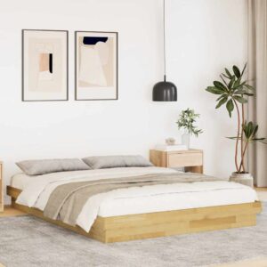 vidaXL Sengeramme uden madras 160x200 cm Massivtræ Eg
