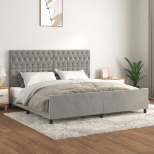 vidaXL Sengeramme uden madras Lysegrå 200x200 cm Fløjl