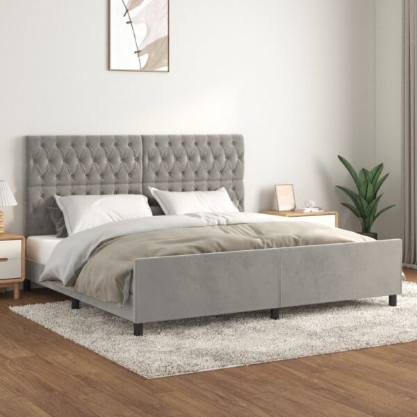 vidaXL Sengeramme uden madras Lysegrå 200x200 cm Fløjl