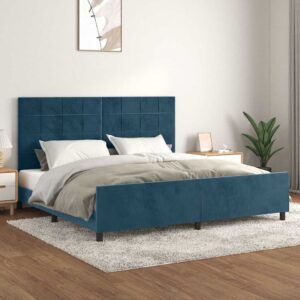 vidaXL Sengeramme uden madras Mørkeblå 200x200 cm Fløjl