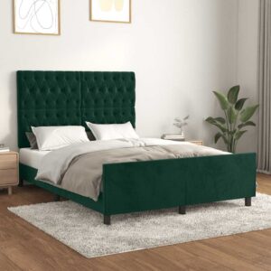 vidaXL Sengeramme uden madras Mørkegrøn 140x200 cm Fløjl