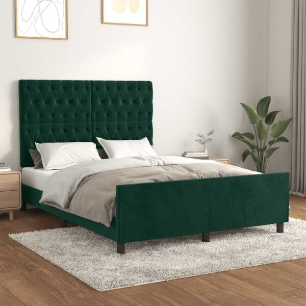 vidaXL Sengeramme uden madras Mørkegrøn 140x200 cm Fløjl