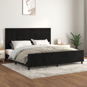 vidaXL Sengeramme uden madras Sort 200x200 cm Fløjl