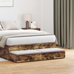 vidaXL Sengeskuffer Røget eg 120 x 36,5 x 16,5 cm Konstrueret træ