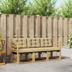 vidaXL Udendørs sofagruppe med pude 3 pcs Hvid og Beige