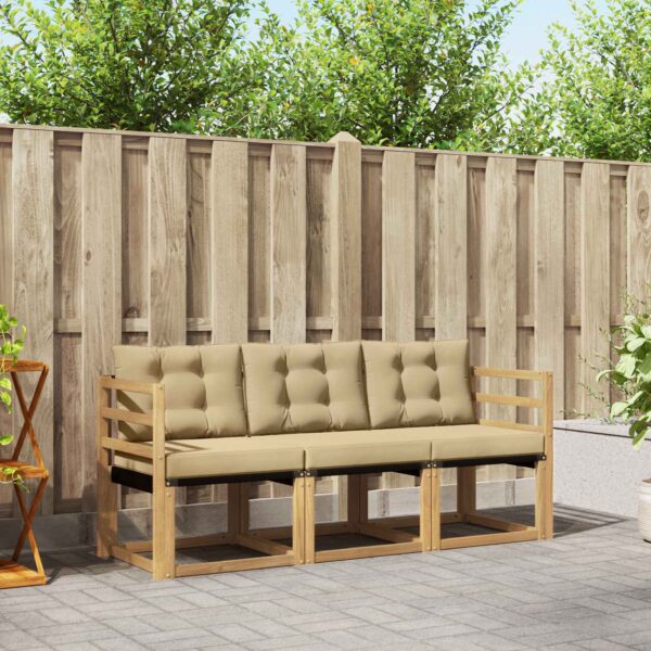 vidaXL Udendørs sofagruppe med pude 3 pcs Hvid og Beige