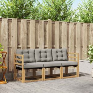 vidaXL Udendørs sofagruppe med pude 3 pcs Hvid og lysegrå