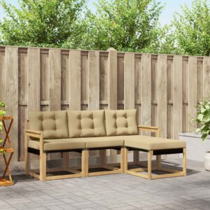 vidaXL Udendørs sofagruppe med pude 4 pcs Hvid og Beige