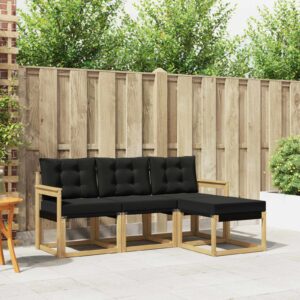 vidaXL Udendørs sofagruppe med pude 4 pcs Hvid og sort