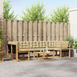 vidaXL Udendørs sofagruppe med pude 8 pcs Hvid og Beige