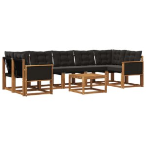 vidaXL Udendørs sofagruppe med pude 8 pcs Naturfarvet og sort