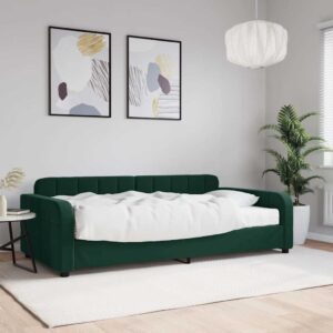 vidaXL daybed med madras 100x200 cm velour mørkegrøn