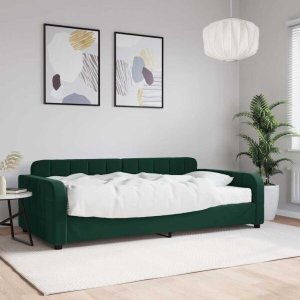 vidaXL daybed med madras 100x200 cm velour mørkegrøn