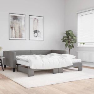 vidaXL daybed med udtræk og madras 100x200 cm stof mørkegrå