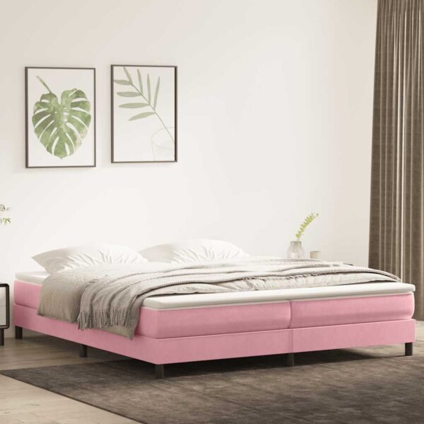 vidaXL kontinentalseng med madras 180x210 cm fløjl lyserød
