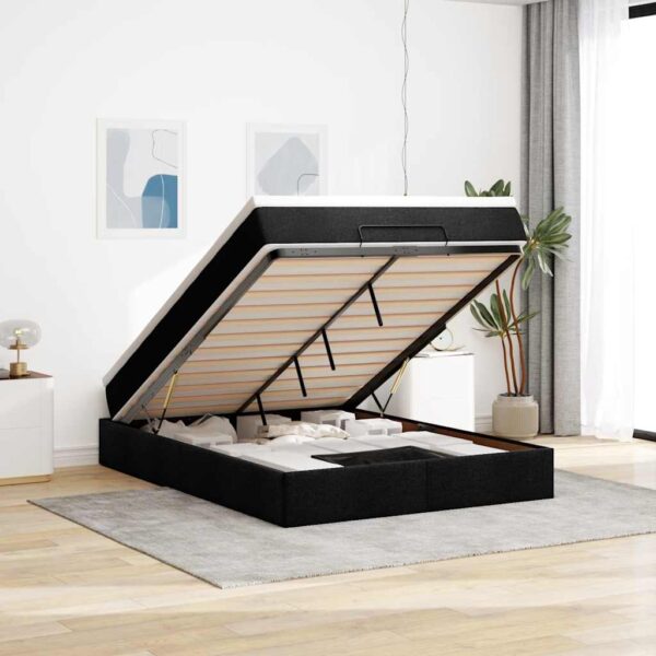 vidaXL osmannisk sengeramme med madras 140x200 cm stof sort