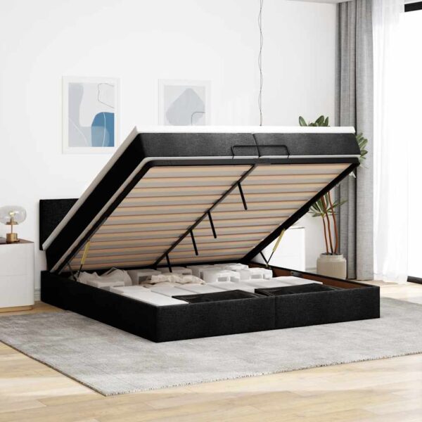 vidaXL osmannisk sengeramme med madras 200x200 cm stof sort