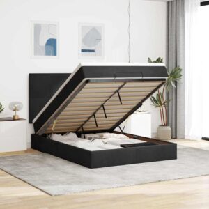 vidaXL osmannisk sengeramme med madrasser 140x200 cm fløjl sort