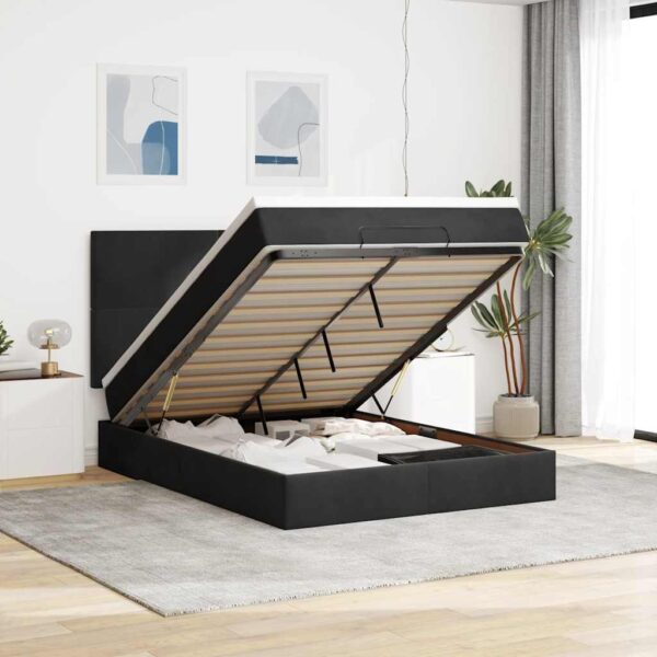 vidaXL osmannisk sengeramme med madrasser 140x200 cm fløjl sort