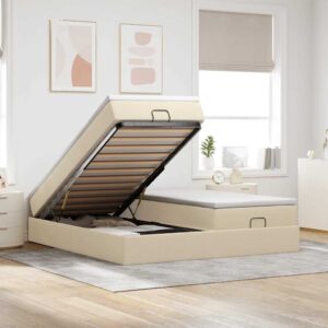vidaXL osmannisk sengeramme med madrasser 180x200 cm stof cremefarvet