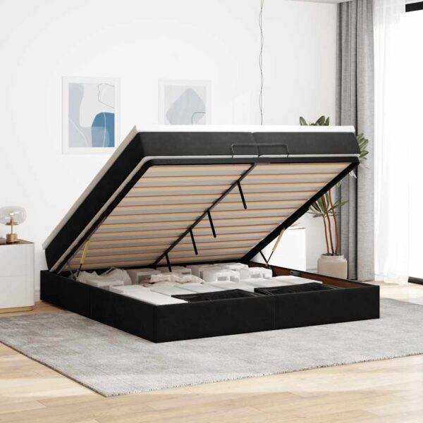 vidaXL osmannisk sengeramme med madrasser 200x200 cm fløjl sort