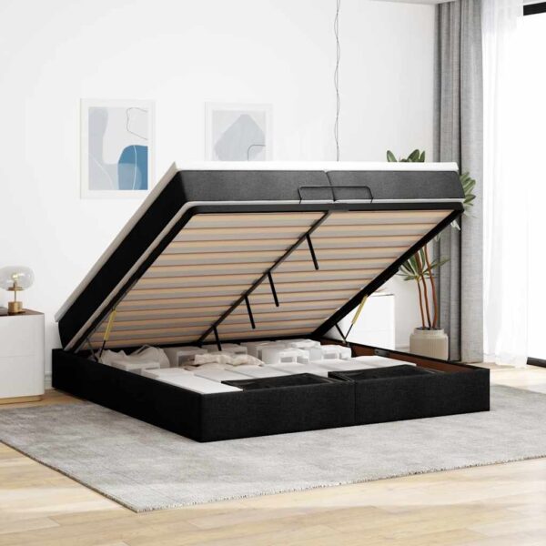 vidaXL osmannisk sengeramme med madrasser 200x200 cm stof sort