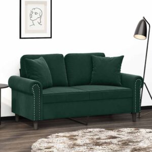 vidaXL pyntepuder 2 stk. 40x40 cm velour mørkegrøn