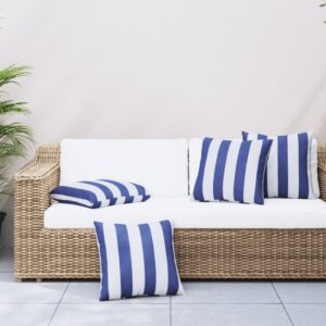 vidaXL pyntepuder 4 stk. 60x60 cm stof striber blå og hvid